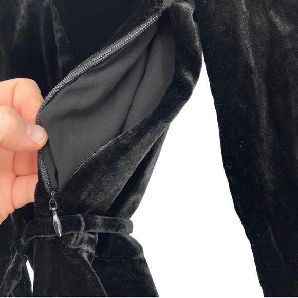 J.Crew Black Velvety Faux Wrap Blouse Sz.4 Long Sleeve Tie Front Party Formal - Picture 8 of 12